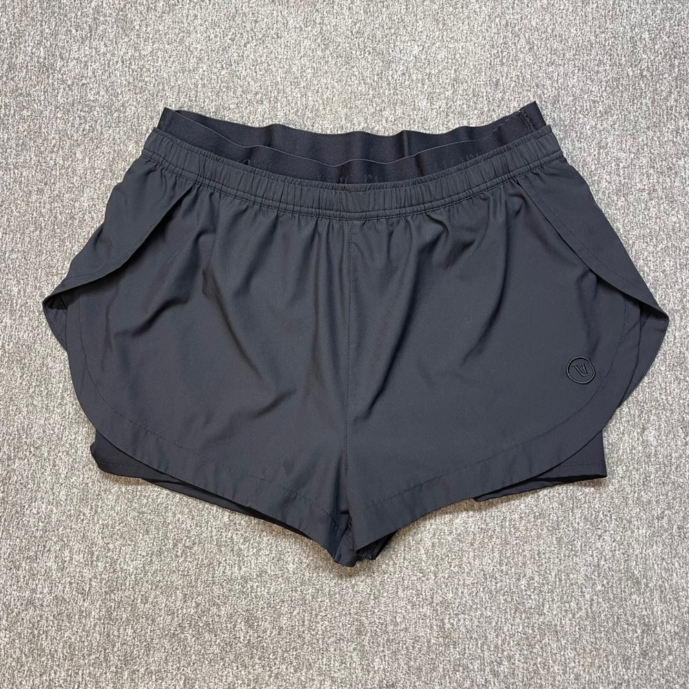 Vuori Women's Size XL Black Daily Speed 2" Shorts 2-in-1 Athletic Running
